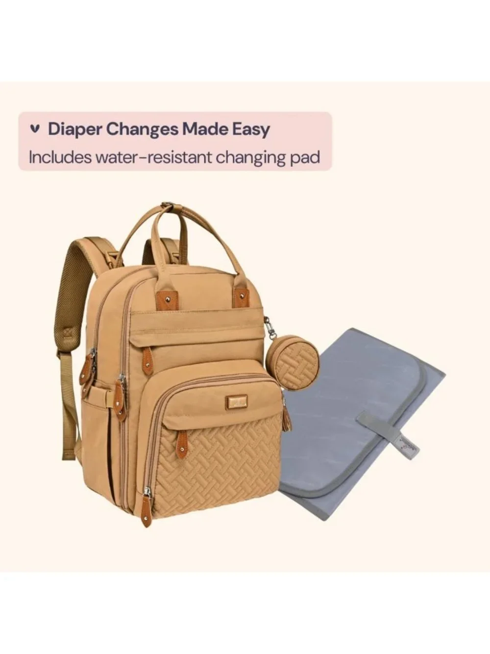 Multi-Functional Water-Resistant Diaper Bag Backpack with Changing Pad